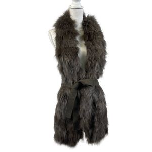 Fox Fur Vest with Knit Back and Belt